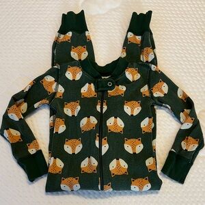 Hanna Andersson Forest Green Fox zip pj